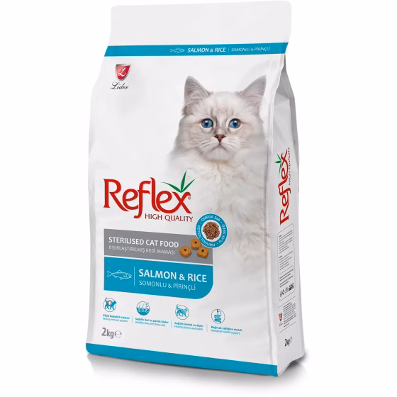 غذای خشک گربه رفلکس عقیم شده با طعم ماهی سالمون وزن ۱۵ کیلوگرم